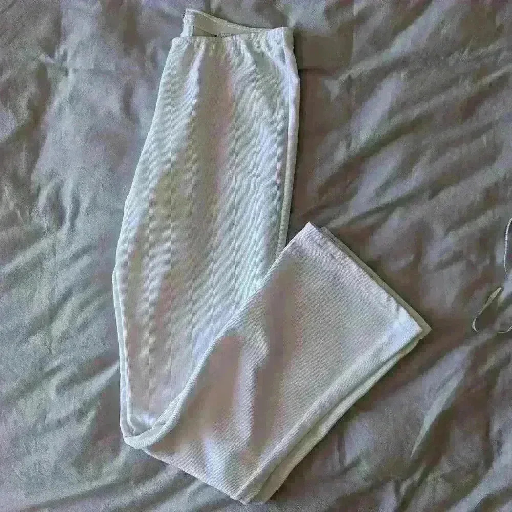 Made in Canada Studio Fuzz, White Trouser, Mid-Raised Dress Pant,  Size Large